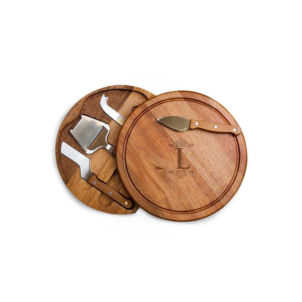 Toscana Monogram Circo Acacia Cheese Cutting Board & Tools Set